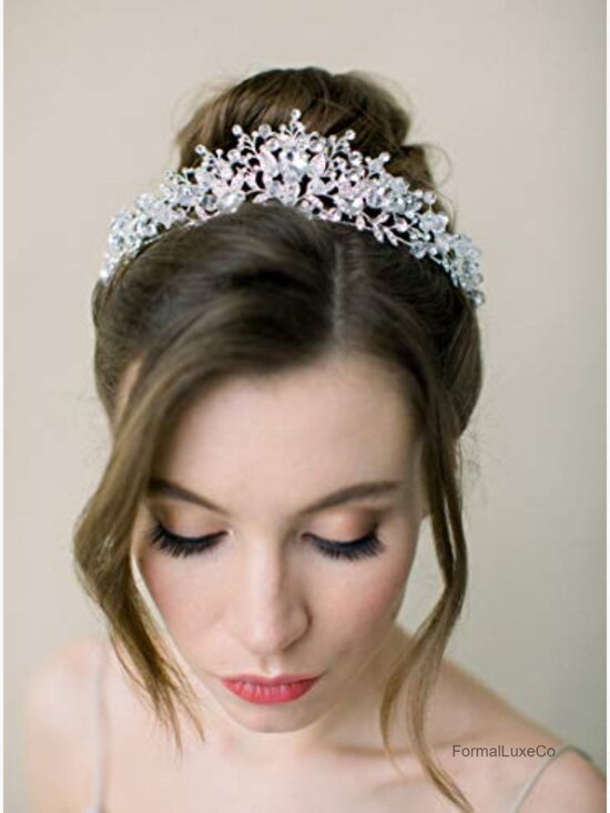 Jeweled Tiara Queen Crown for Bride Wedding Birthday Prom main image 5
